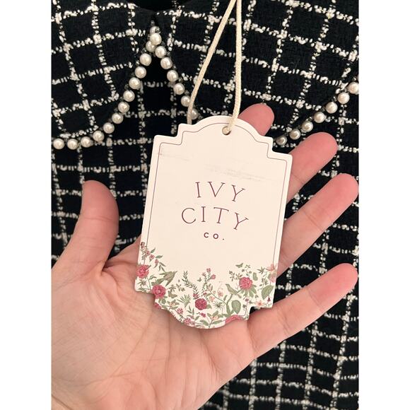 Ivy City Celine Check Puff Sleeve Fit & Flare Mini Dress Black/White Plus 2X NWT - Picture 10 of 16